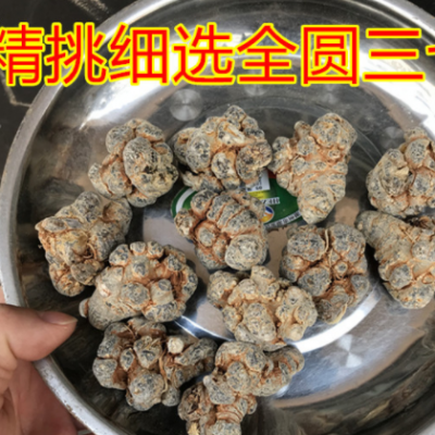 云南文山春三七高档狮子头圆形直播田七足干戴帽七带剪口球形批发